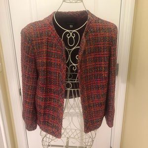 Kay Bosgraaf Wool BOHO Jacket SIZE 12 Burgundy Multicolor